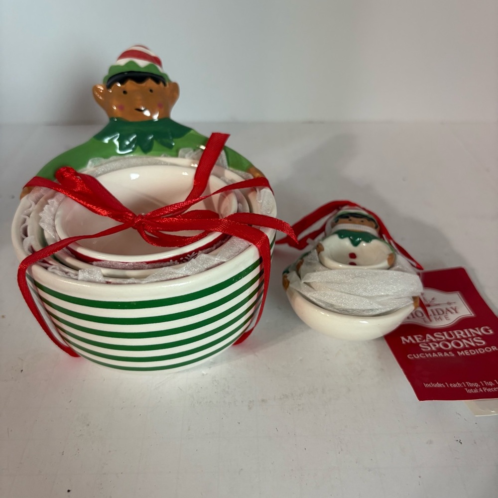 Holiday Time Christmas Elf Measuring Cups and Spoons.